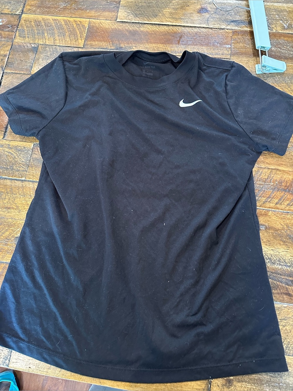 Nike Black Short-Sleeve Performance Tee with White Swoosh